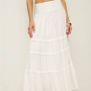 Reformation Evelina White Layered Maxi Skirt